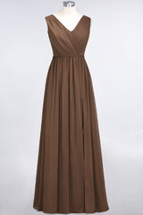 Glamorous TulleV-Neck Ruffle Burgundy Bridesmaid Dress Online-Babyonlines