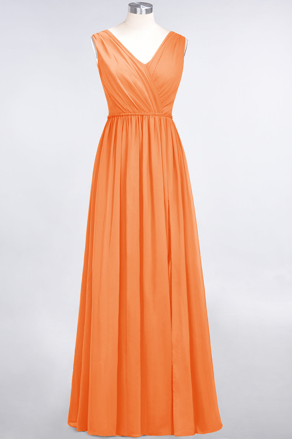 Glamorous TulleV-Neck Ruffle Burgundy Bridesmaid Dress Online-Babyonlines