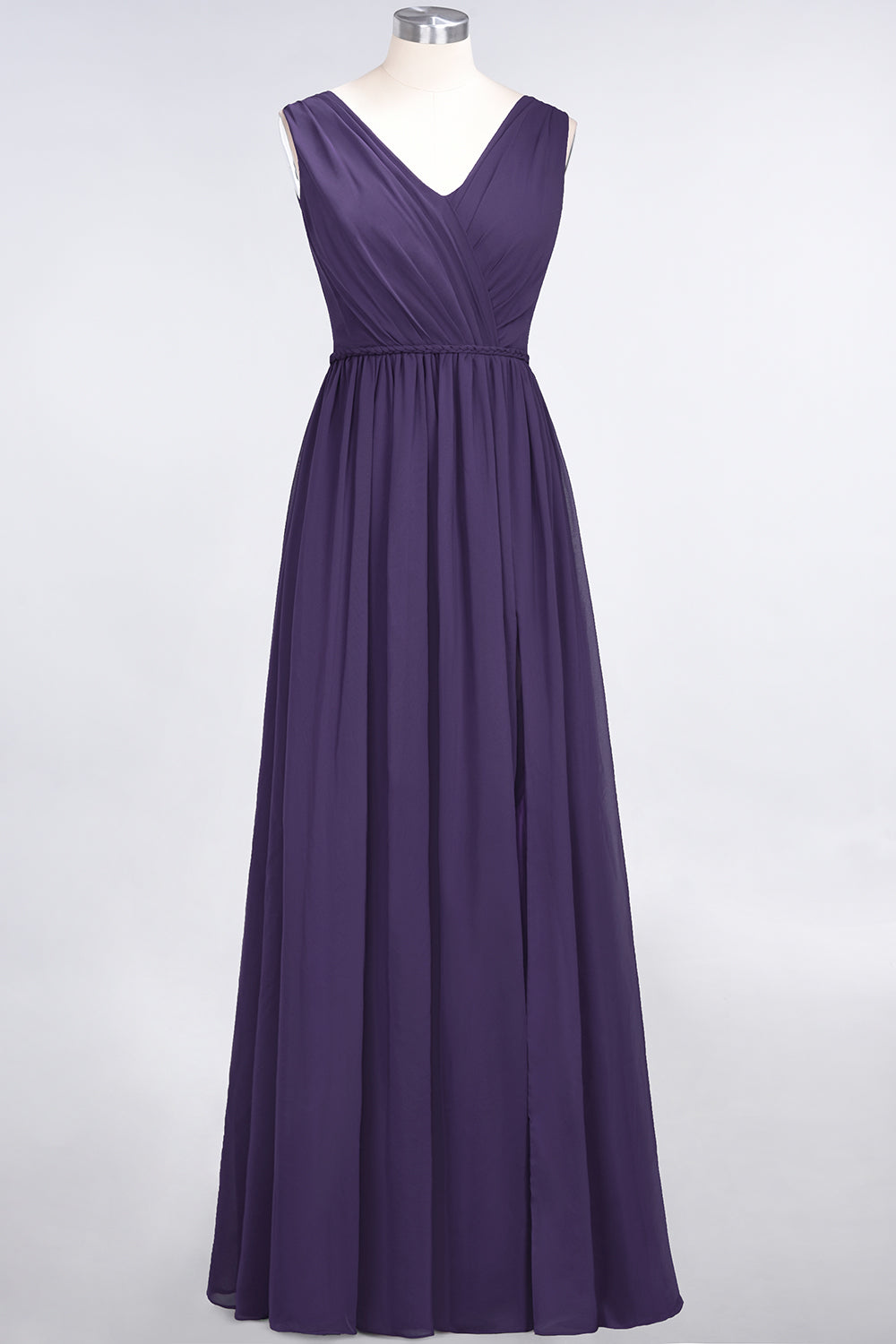 Glamorous TulleV-Neck Ruffle Burgundy Bridesmaid Dress Online-Babyonlines