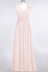 Glamorous TulleV-Neck Ruffle Burgundy Bridesmaid Dress Online-Babyonlines