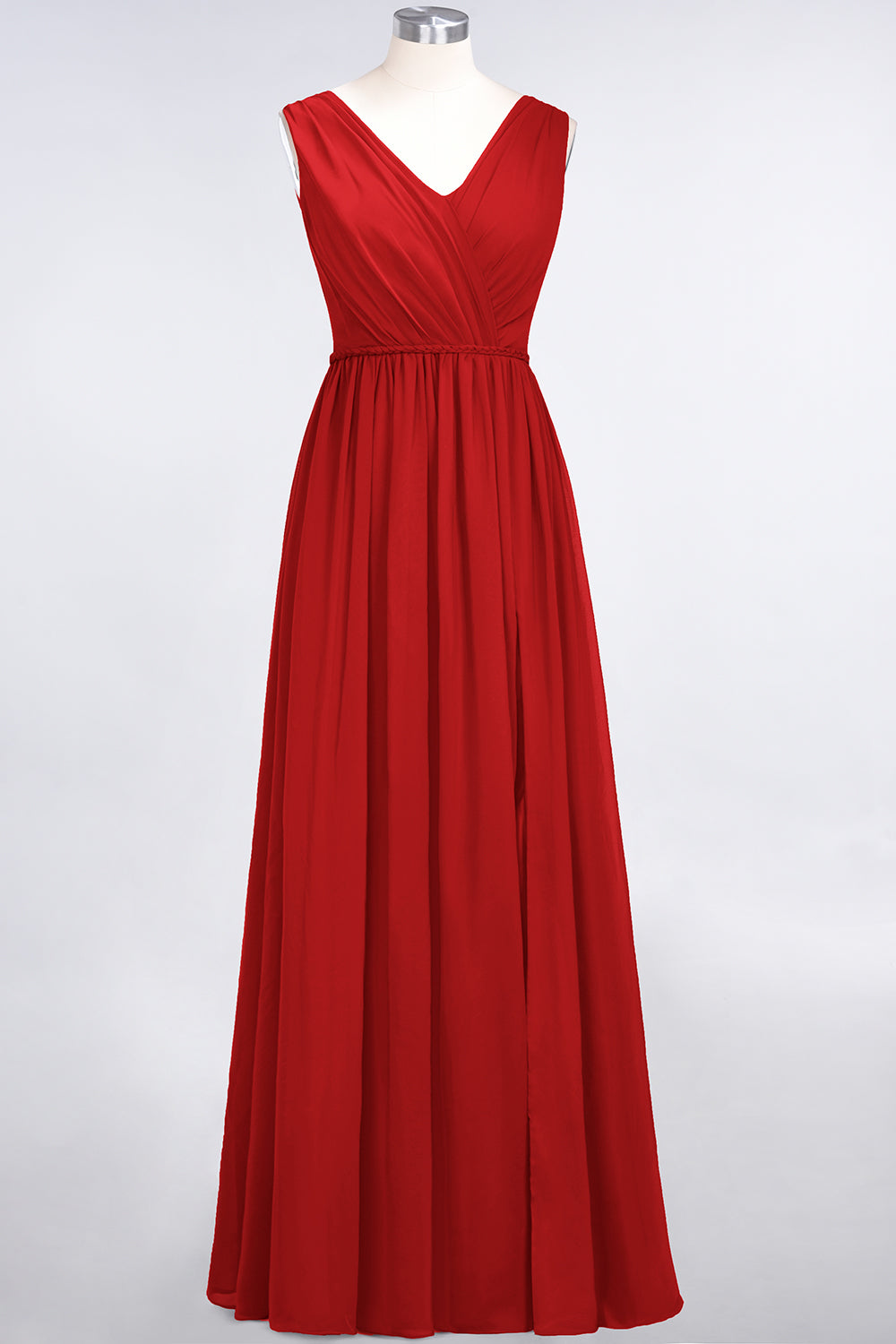 Glamorous TulleV-Neck Ruffle Burgundy Bridesmaid Dress Online-Babyonlines