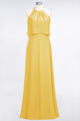 Gorgeous Chiffon Flounced Crinkle Sheath Long Burgundy Bridesmaid Dresses-Babyonlines