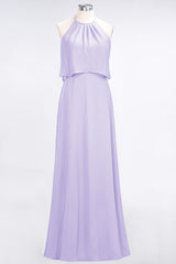 Gorgeous Chiffon Flounced Crinkle Sheath Long Burgundy Bridesmaid Dresses-Babyonlines