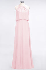 Gorgeous Chiffon Flounced Crinkle Sheath Long Burgundy Bridesmaid Dresses-Babyonlines