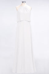 Gorgeous Chiffon Flounced Crinkle Sheath Long Burgundy Bridesmaid Dresses-Babyonlines