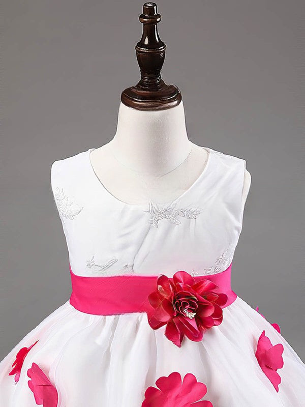 Gorgeous Flower Girl Dress with Scoop Neck & Organza Sashes/Ribbons