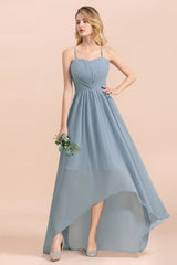 Gorgeous Hi-Lo Heart-Shaped Ruffle Bridesmaid Dress with Spaghetti Straps-Babyonlines