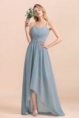 Gorgeous Hi-Lo Heart-Shaped Ruffle Bridesmaid Dress with Spaghetti Straps-Babyonlines