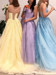 Gorgeous Lace Prom Dress - Ball Gown/Princess Sweep Train Scoop Neck Tulle Appliques