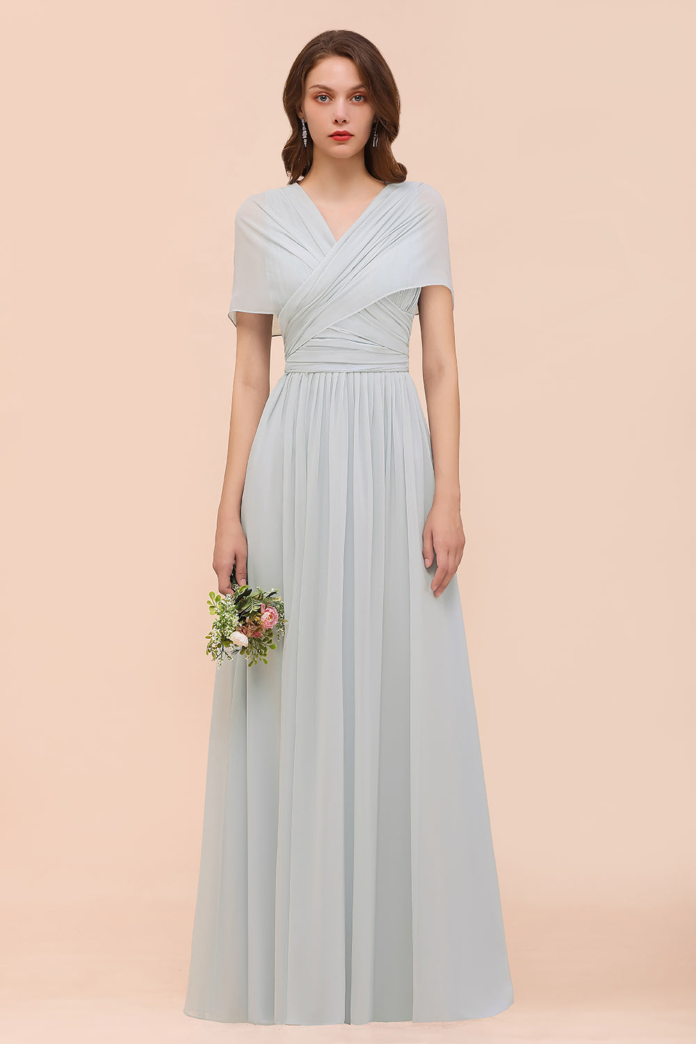 Gorgeous Ruffle Convertible Mist Chiffon Bridesmaid Dresses Online-Babyonlines