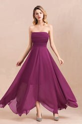 Gorgeous Strapless Ruffle Bridesmaid Dress with Petal Hemline-Babyonlines