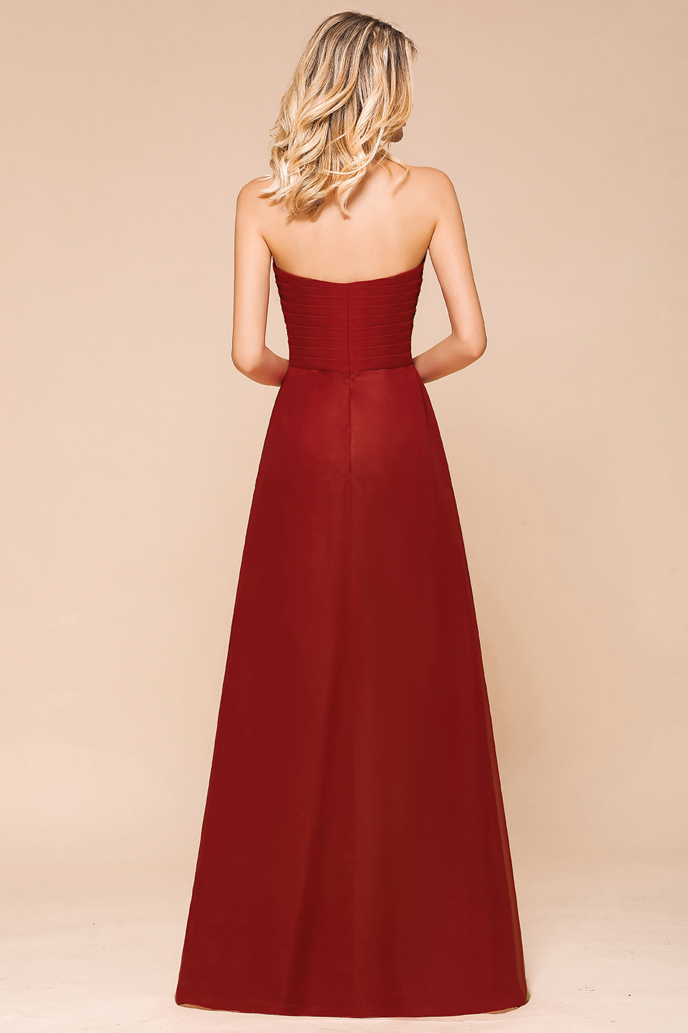Gorgeous Sweetheart Strapless Rust Bridesmaid Dresses with Ruffle-Babyonlines