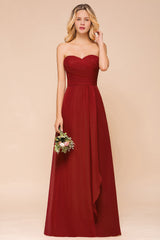 Gorgeous Sweetheart Strapless Rust Bridesmaid Dresses with Ruffle-Babyonlines