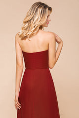 Gorgeous Sweetheart Strapless Rust Bridesmaid Dresses with Ruffle-Babyonlines