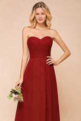 Gorgeous Sweetheart Strapless Rust Bridesmaid Dresses with Ruffle-Babyonlines