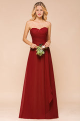 Gorgeous Sweetheart Strapless Rust Bridesmaid Dresses with Ruffle-Babyonlines