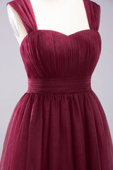 Gorgeous Sweetheart Straps Ruffle Burgundy Bridesmaid Dresses Online-Babyonlines