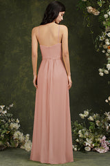 Halter Bridesmaid Dress Long Side Slit-Babyonlines