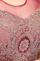 Long Mermaid Court Train Chiffon Lace Evening Dress with Appliques-Babyonlines