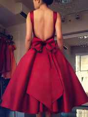 Look Glamorous in Square Neckline Tea-length Prom Dress