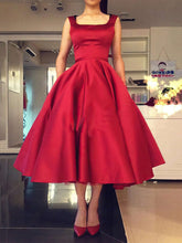 Look Glamorous in Square Neckline Tea-length Prom Dress