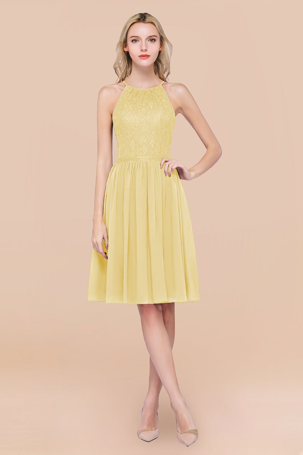 Lovely Burgundy Lace Short Bridesmaid Dress With Spaghetti-Straps-Babyonlines