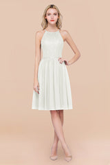 Lovely Burgundy Lace Short Bridesmaid Dress With Spaghetti-Straps-Babyonlines