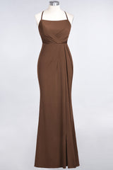 Mermaid Spandex Spaghetti Straps Ruffle Lace Bridesmaid Dress-Babyonlines