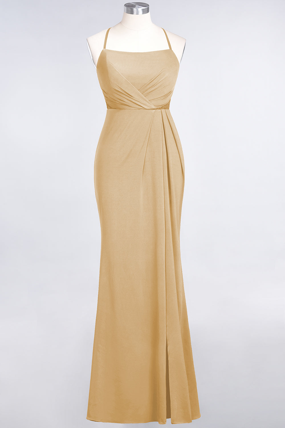 Mermaid Spandex Spaghetti Straps Ruffle Lace Bridesmaid Dress-Babyonlines