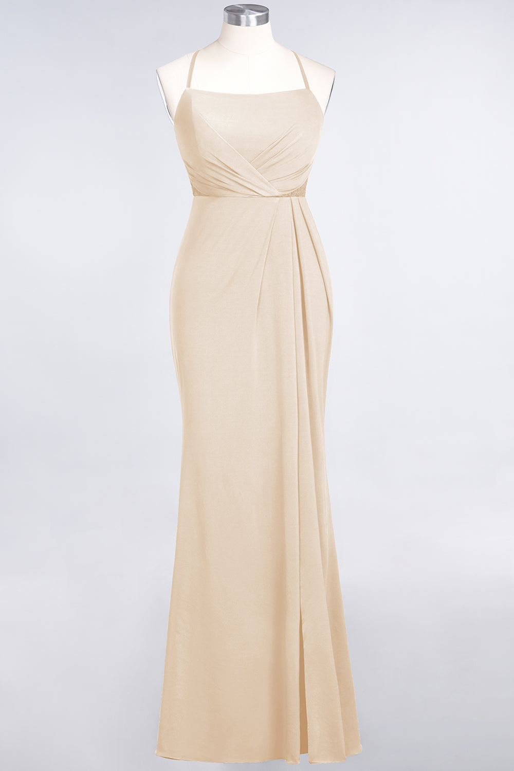 Mermaid Spandex Spaghetti Straps Ruffle Lace Bridesmaid Dress-Babyonlines