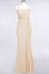 Mermaid Spandex Spaghetti Straps Ruffle Lace Bridesmaid Dress-Babyonlines