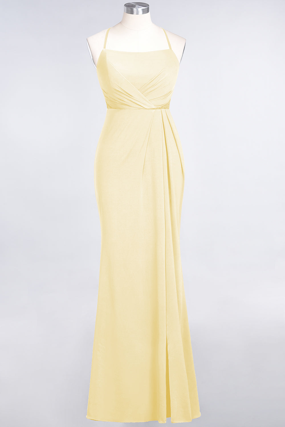 Mermaid Spandex Spaghetti Straps Ruffle Lace Bridesmaid Dress-Babyonlines