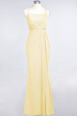 Mermaid Spandex Spaghetti Straps Ruffle Lace Bridesmaid Dress-Babyonlines