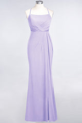 Mermaid Spandex Spaghetti Straps Ruffle Lace Bridesmaid Dress-Babyonlines