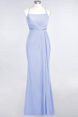 Mermaid Spandex Spaghetti Straps Ruffle Lace Bridesmaid Dress-Babyonlines