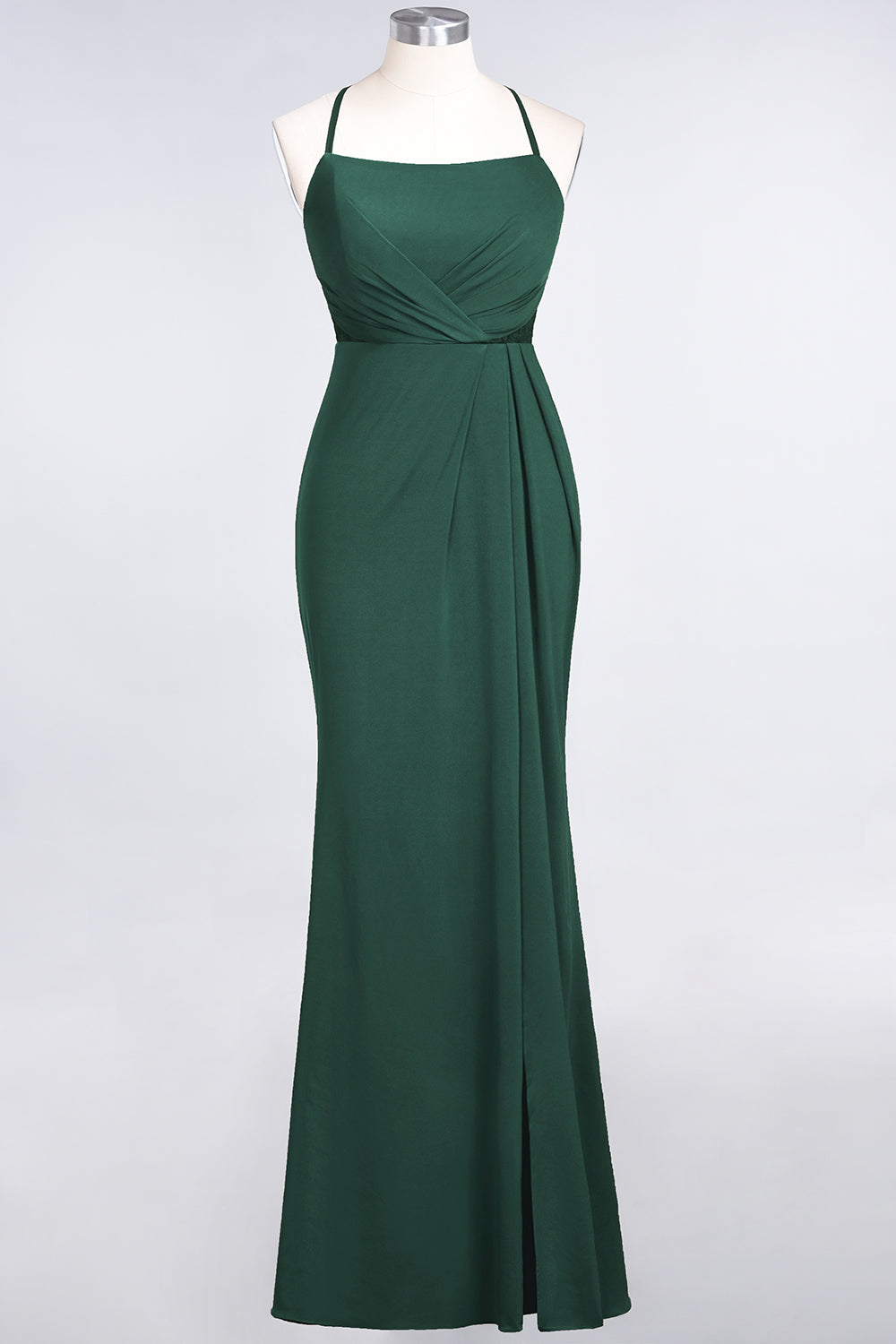 Mermaid Spandex Spaghetti Straps Ruffle Lace Bridesmaid Dress-Babyonlines