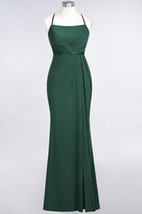 Mermaid Spandex Spaghetti Straps Ruffle Lace Bridesmaid Dress-Babyonlines