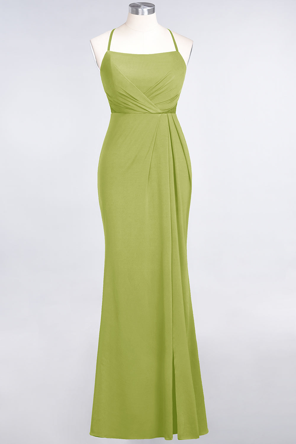 Mermaid Spandex Spaghetti Straps Ruffle Lace Bridesmaid Dress-Babyonlines