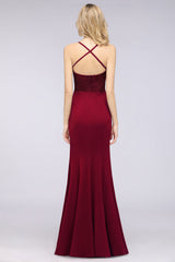 Mermaid Spandex Spaghetti Straps Ruffle Lace Bridesmaid Dress-Babyonlines