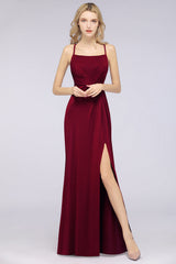 Mermaid Spandex Spaghetti Straps Ruffle Lace Bridesmaid Dress-Babyonlines