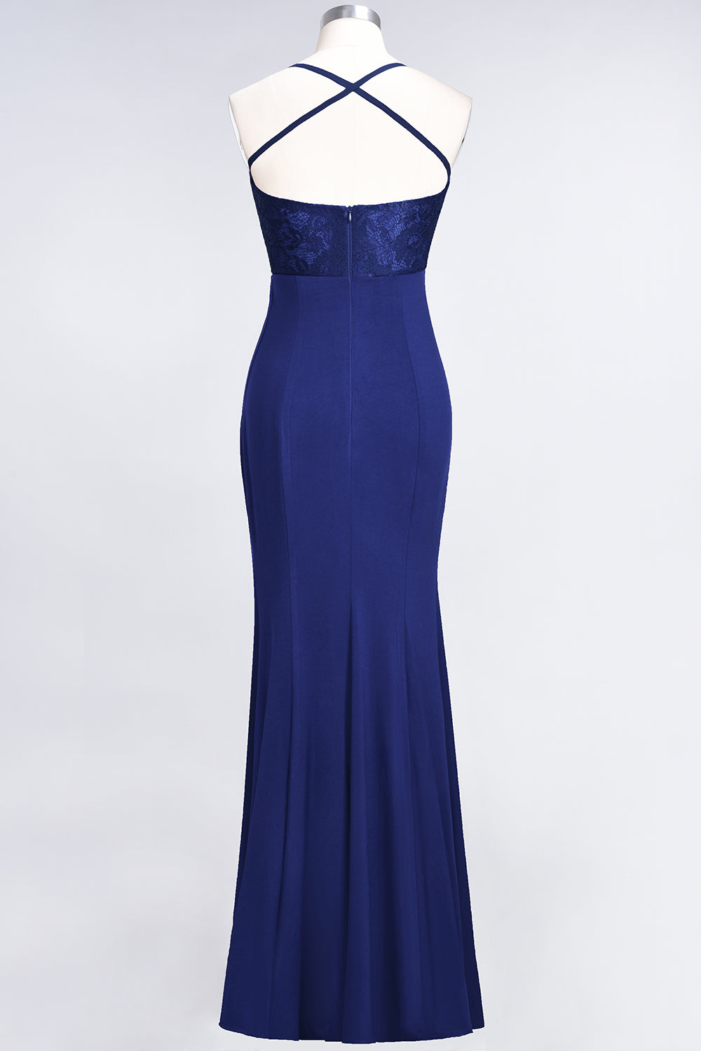 Mermaid Spandex Spaghetti Straps Ruffle Lace Bridesmaid Dress-Babyonlines