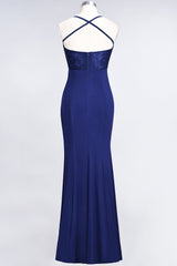 Mermaid Spandex Spaghetti Straps Ruffle Lace Bridesmaid Dress-Babyonlines
