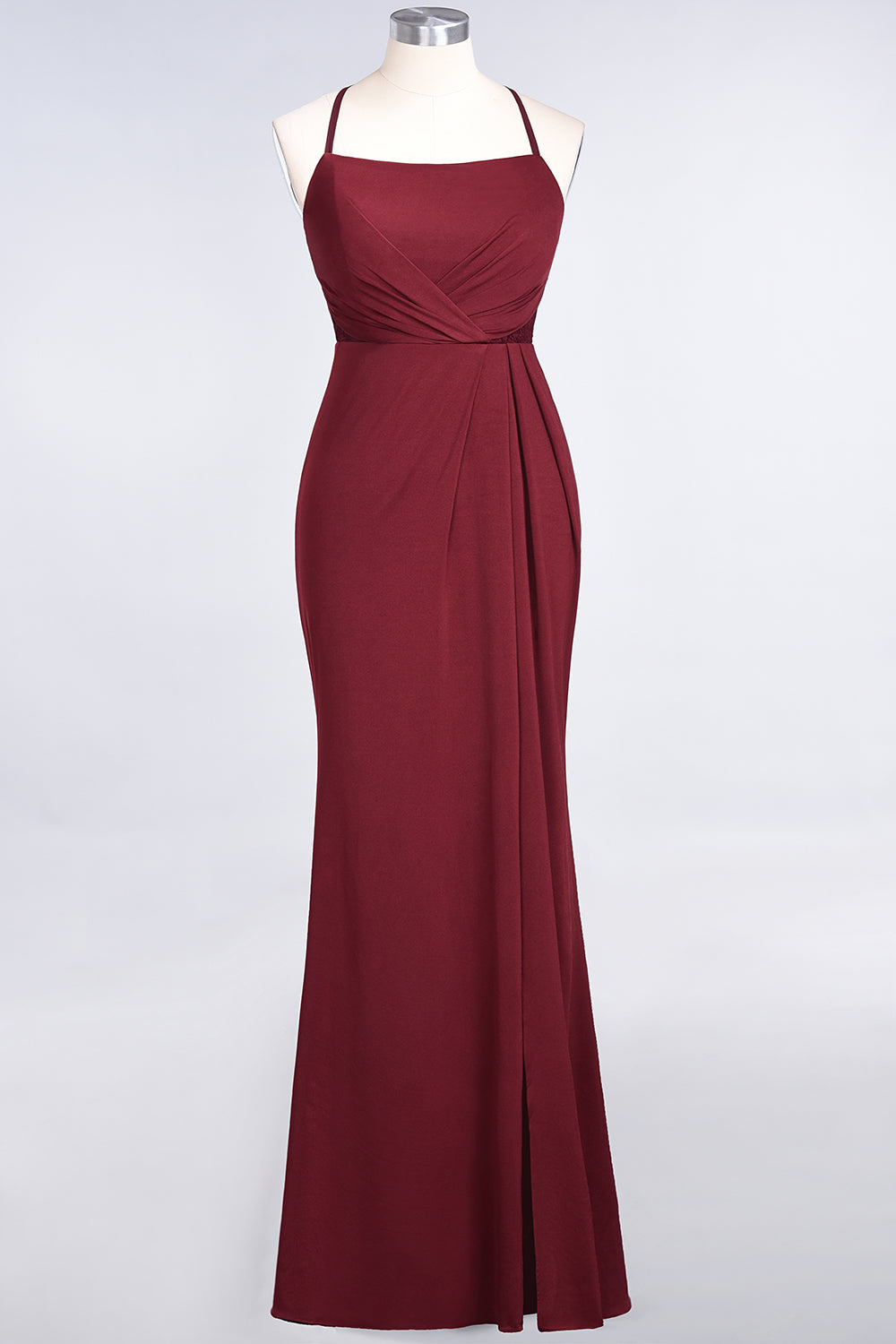 Mermaid Spandex Spaghetti Straps Ruffle Lace Bridesmaid Dress-Babyonlines