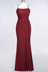 Mermaid Spandex Spaghetti Straps Ruffle Lace Bridesmaid Dress-Babyonlines