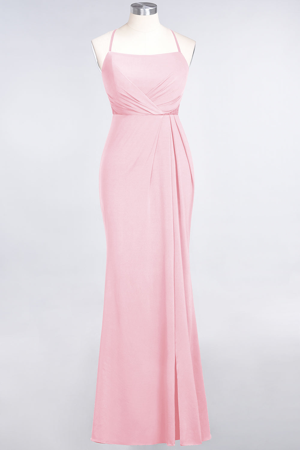 Mermaid Spandex Spaghetti Straps Ruffle Lace Bridesmaid Dress-Babyonlines