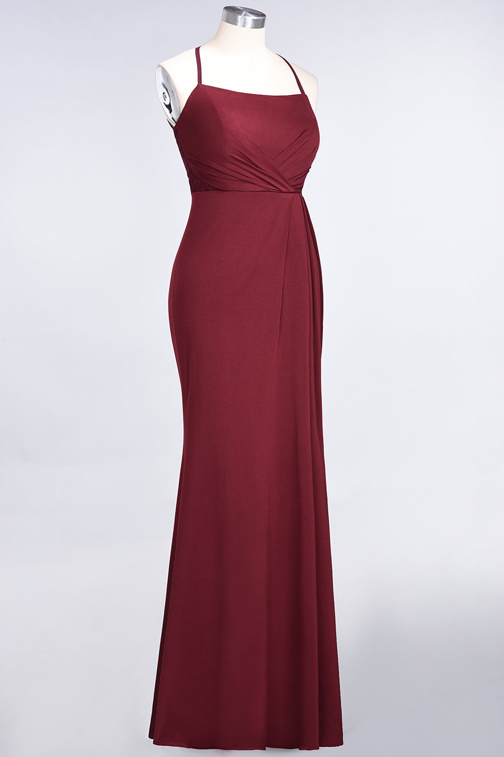 Mermaid Spandex Spaghetti Straps Ruffle Lace Bridesmaid Dress-Babyonlines