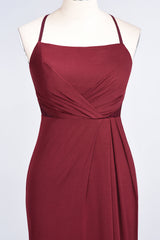 Mermaid Spandex Spaghetti Straps Ruffle Lace Bridesmaid Dress-Babyonlines