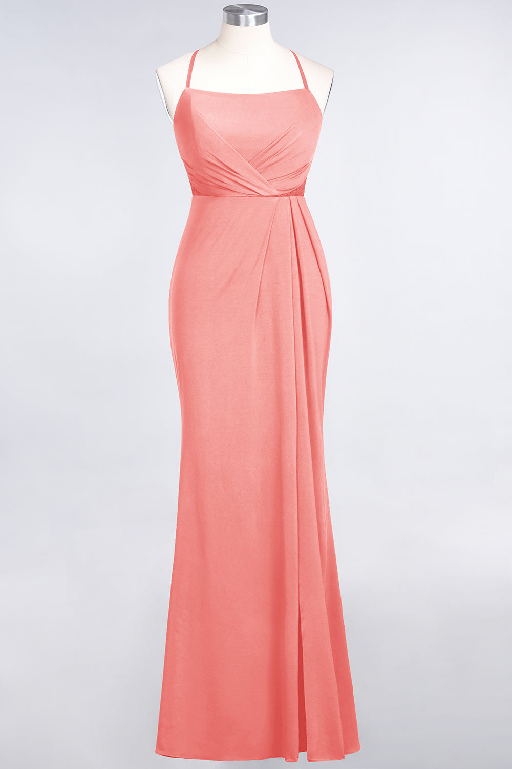 Mermaid Spandex Spaghetti Straps Ruffle Lace Bridesmaid Dress-Babyonlines