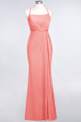 Mermaid Spandex Spaghetti Straps Ruffle Lace Bridesmaid Dress-Babyonlines