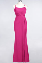 Mermaid Spandex Spaghetti Straps Ruffle Lace Bridesmaid Dress-Babyonlines